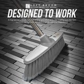 Grey & White Indoor Broom with 4 Piece Stainless Steel Handle